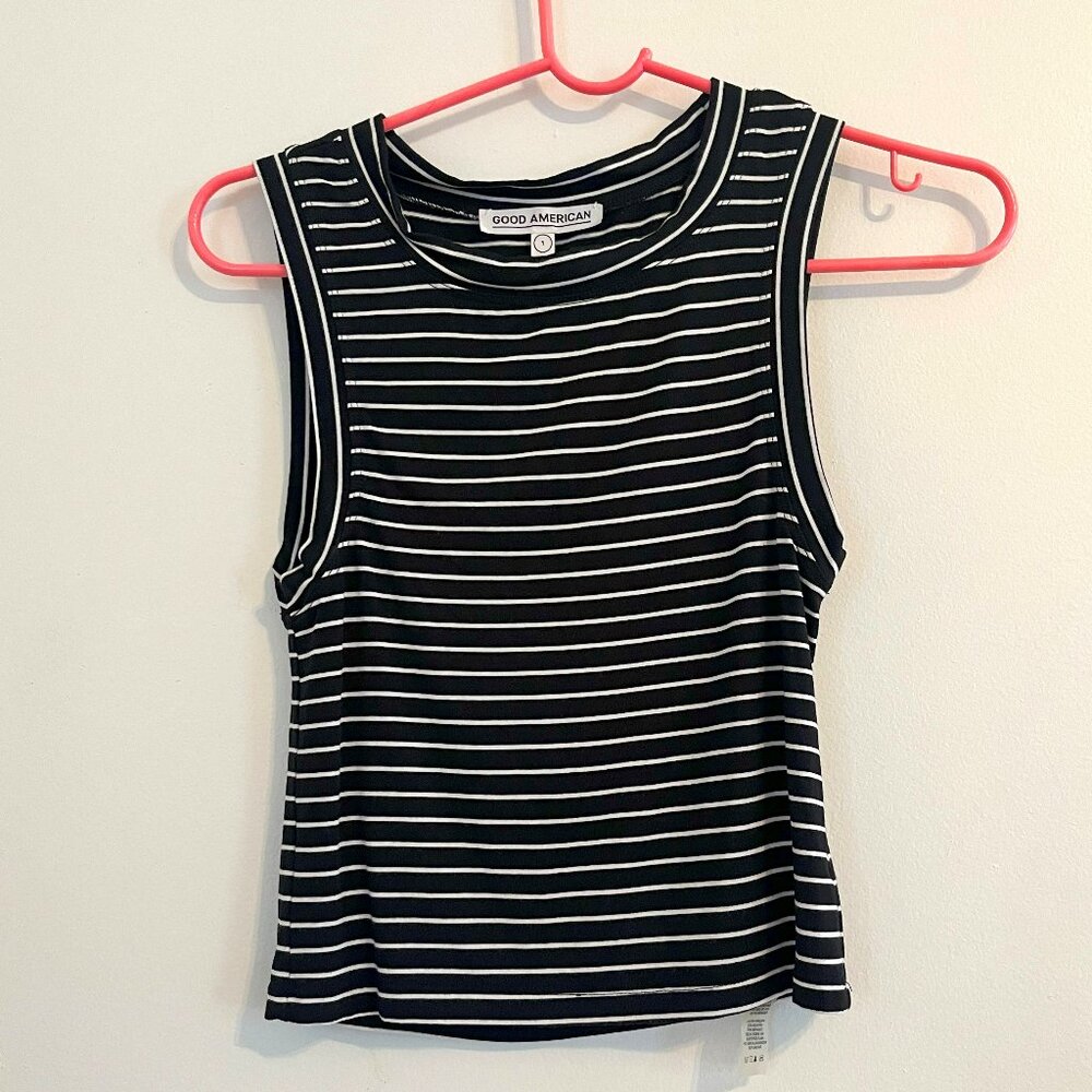 Striped Good American Cropped Tank Top: SIze 1